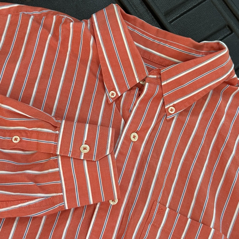 Izod Button Down Shirt Mens size XL Blue White Striped Cotton Long Sleeve